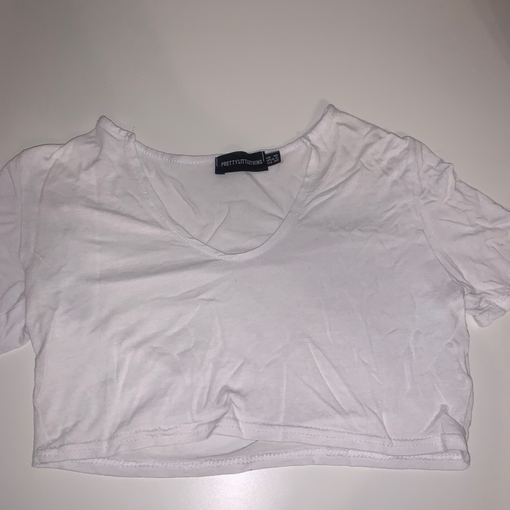 PLT white cropped T-shirt